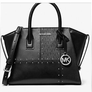 Michael Kors Avril Small Black Studded Satchel Bag - NWOT 🖤🩶
